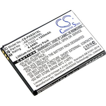 Replacement Battery Philips AB1400BWML for S301 S308 - 1