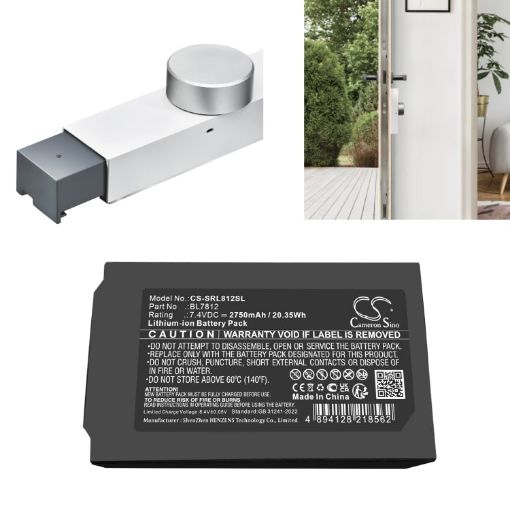Replacement Battery Somfy BL7812 for Door Keeper Lock 1241386 - 1