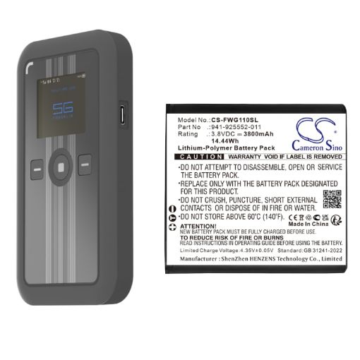 Replacement Battery Franklin Wireless 941-925552-011 RG1100 - 1