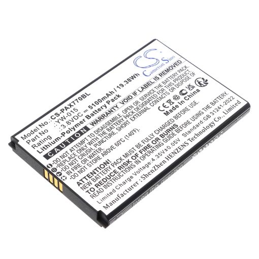 Replacement Battery for Pax YW-009 YW-015 A77 - 1